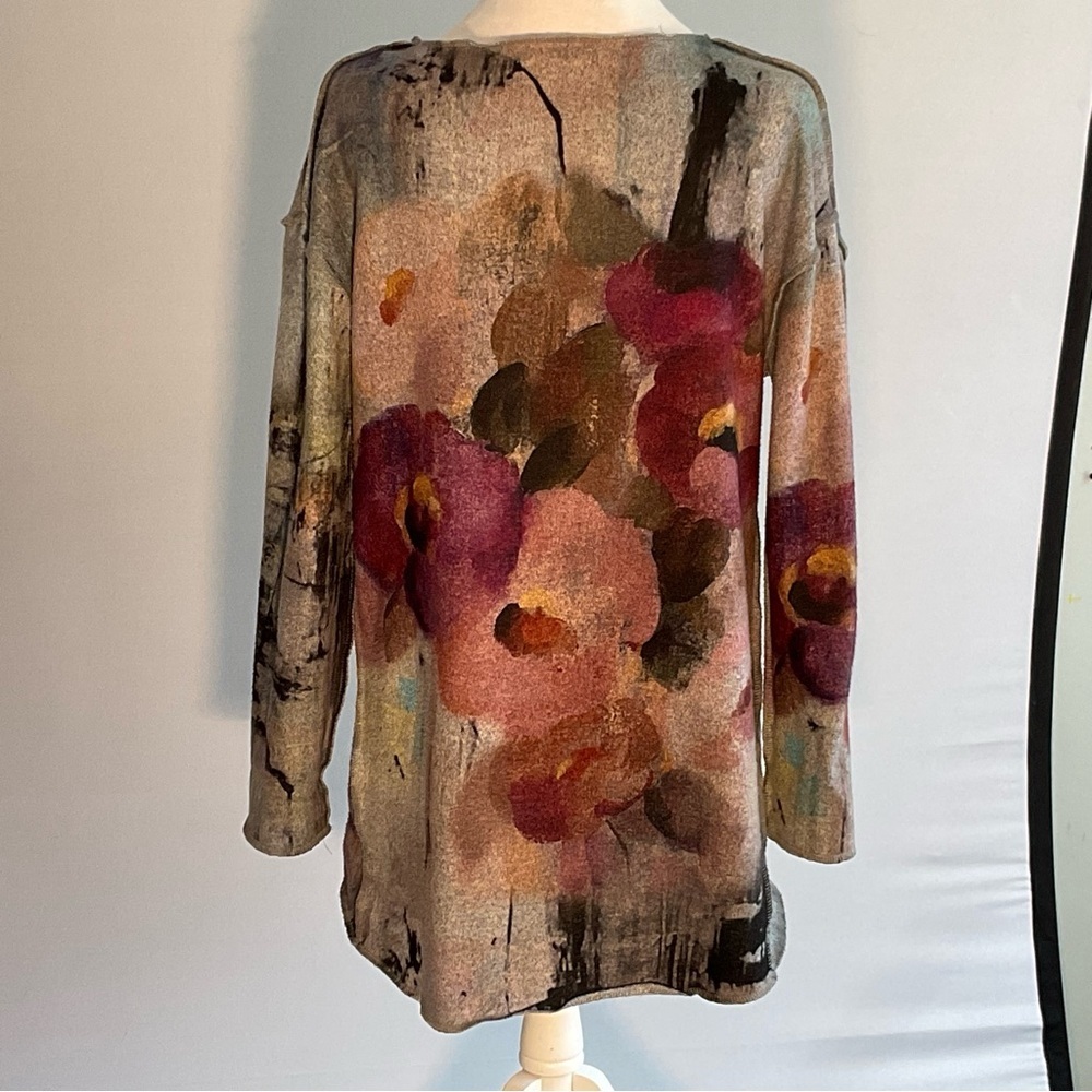 Trisha Tyler Floral Knit Sweater S Abstract Watercolor Pullover - Picture 16 of 16